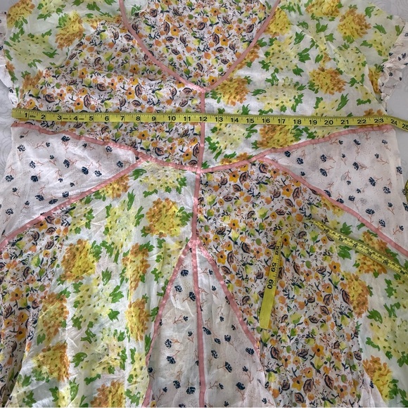 Free People wildflower patchwork mini dress in multi Ivory Combo Size Large - Picture 10 of 12